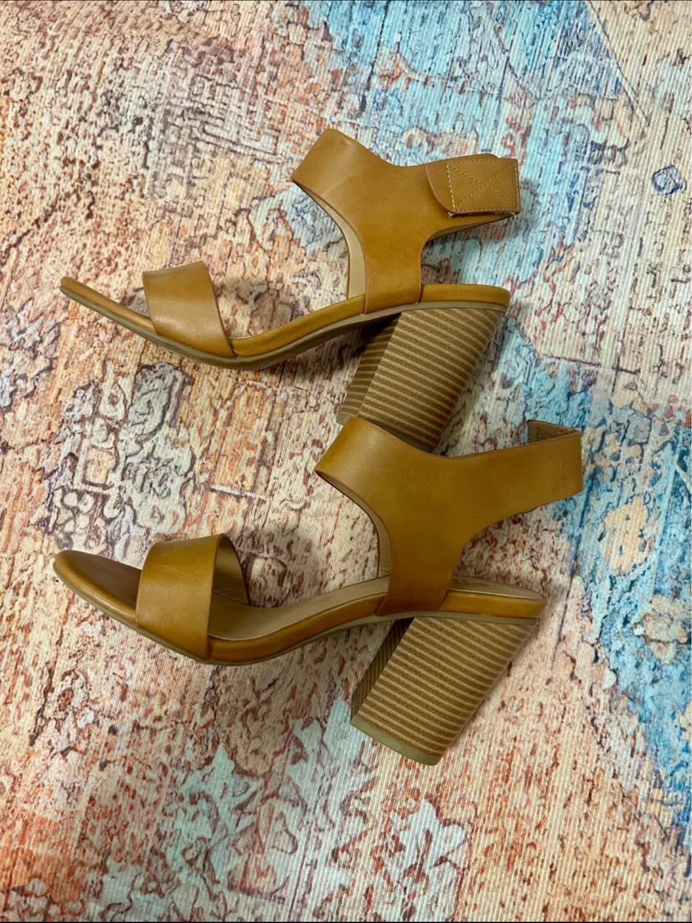 Call It Spring Cognac Block Heel Sandals